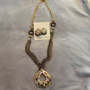 Coldwater Creek Gold and Black Teardrop Necklace